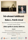  Író-olvasó találkozó Baka L. Patrik íróval (2026. április 8.)